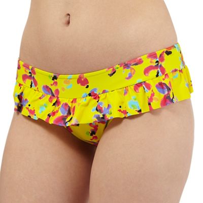 Yellow floral frill bikini bottoms